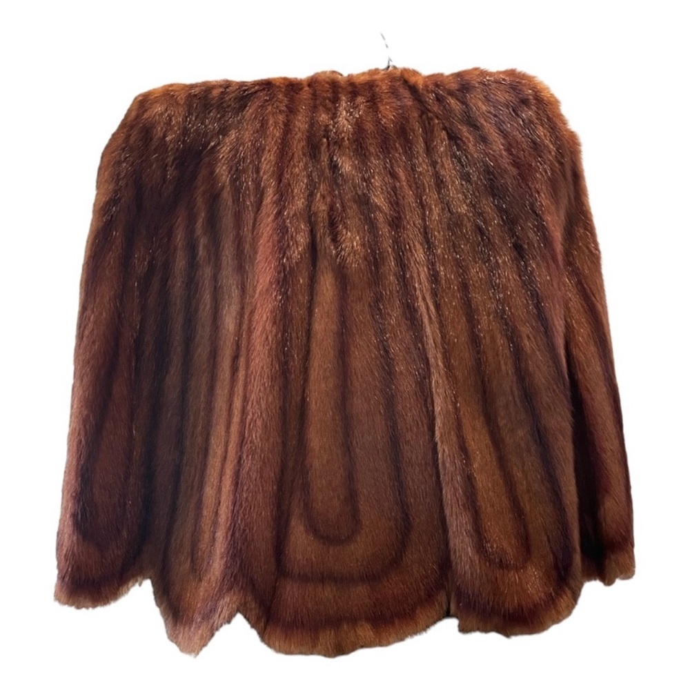 SOLD: Vintage Mink Dyed Genuine Small Pelt Fur Scalloped Satin Stole Cape Earl…